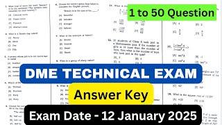 DME Technical Exam Answer || Complete Answer key Maths Gk English || DME exam date - 12/01/2025