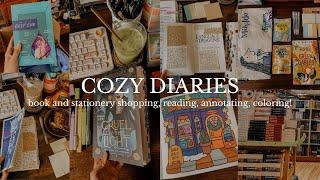 cozy diaries  book and stationery shopping, reading, annotating, coloring 