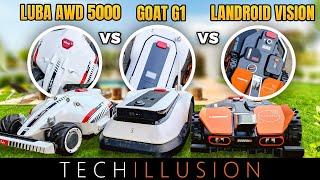 DER ULTIMATIVE VERGLEICH der 3 BESTEN Mähroboter OHNE Kabel!  - LUBA vs Goat G1 vs Worx Vision