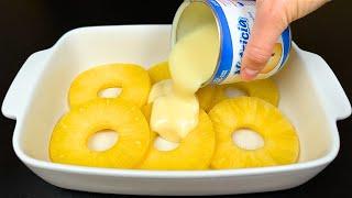 Beat condensed milk with pineapple! Delicious no-bake dessert!