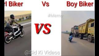 Girl biker vs Boy biker Stunt | Girls vs boys bike stunt Part 2 #memes #shorts