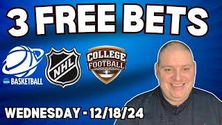 Wins-Day 3 Free Betting Picks & Predictions - 12/18/24 l Craig's Picks & Parlays l #freebets