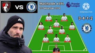 Today Match ! Bournemouth vs Chelsea Line Up 3-4-1-2 With Badiashile EPL 2024/2025 ~ Squad Update