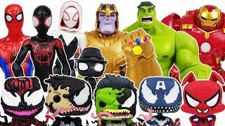 Thanos & Spider-Man Into the Spider-Verse, Avengers, Hulk, Iron Man,Venom, Tayo Toys Play