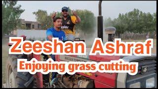 Zeeshan Ashraf  PSL player Enjoying grass cutting Okara Gymkhana Cricket Ground|PCB