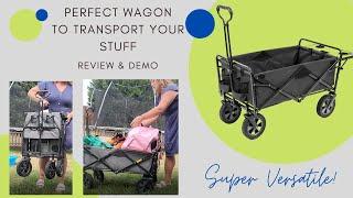 Mac Sports Collapsible Outdoor Utility Wagon with Folding Table and Drink Holders