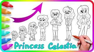 Coloring Pages EQUESTRIA GIRLS - Princess Celestia Growing Up / How to color My Little Pony