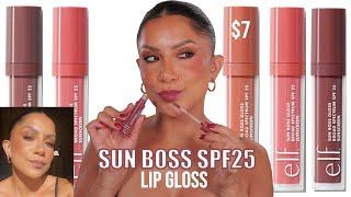 *new $7* e.l.f. COSMETICS SUN BOSS GLOSS SPF25 + NATURAL LIGHTING SWATCHES | MagdalineJanet