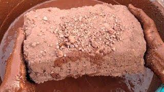 New Super gritty Red dirt water crumbling dipping satisfying ASMR sounds