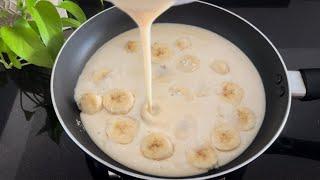 Adding eggs and milk to bananas is so delicious! No need to bake or fry! banana cake