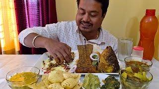 Big Bites Eating Rui Macher Alur Jhol, Rui Macher Olkopir Torkari, Olkopir Pata Bata, Kochu Bata