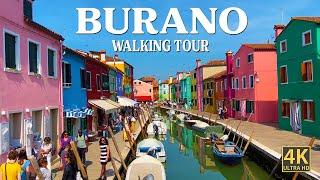 Burano, Italy    Venice Lagoon Walking Tour - 4K UHD - with Captions