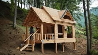 A man builds an amazing HOUSE in a FOREST on a Slope