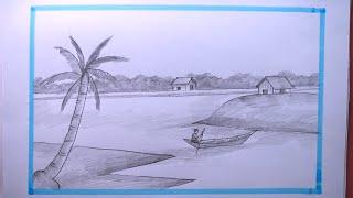 How To Draw Riverside scenery Easy/Simple Scenery Drawing Easy