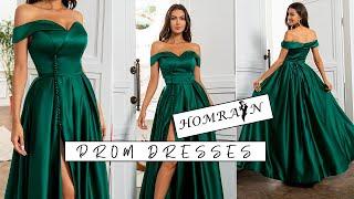 Homrain 2022 Green Off The Shoulder A Line Prom Dress