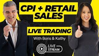 DAY TRADING LIVE! US CPI RETAIL SALES ! GOLD, FOREX, NQ FUTURES!