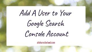 Add A User to Your Google Search Console Account