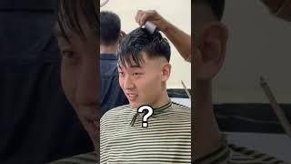 Japanese man surprised by Indian haircut at Indian barber shop  #shorts #haircut #japanese