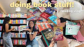 doing book stuff  book shopping, book haul, organize bookshelves, reading vlog + my TBR! *cozy*