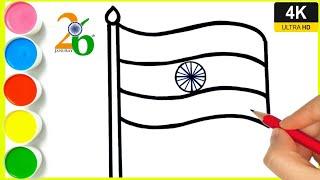 26 January special flag drawing || step by step Indian flag drawing || Republic day drawing flag..