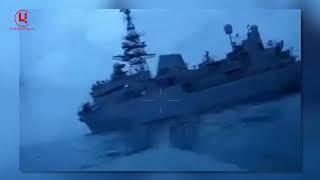 Відео ураження морським дроном розвідувального корабля ЧФ РФ «Иван Хурс» у Чорному морі