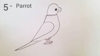 how to parrot drawing from 5 number easy step by step@DrawingTalent