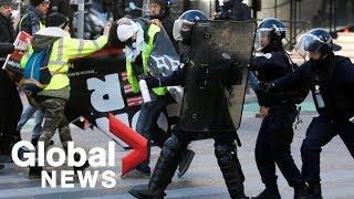 Yellow vest protesters clash with riot police during 11th week of protests