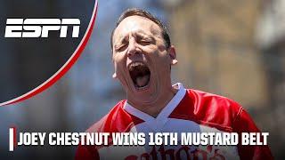 Joey Chestnut downs 62 hot dogs at 2023 Nathan's Famous Hot Dog Contest to win 16th title 