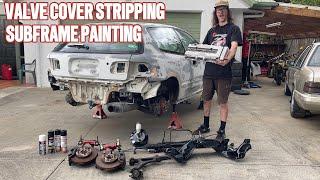 400hp Turbo EG Civic Rebuild Pt 6 (Painting Subframe And Stripping Valve cover)