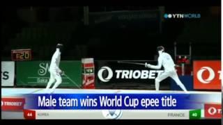 S.Korean male fencing team wins World Cup epee team event / YTN