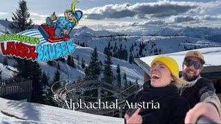 Alpbach Lausersauser Coaster, On Ride POV. Rollercoaster in the Austrian Mountains! 4K Winter 2024