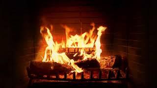 Fireplace - The sound of burning wood and storm