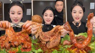 Spicy Chinese food  SOSLU ÇİN YEMEKLERİ YEME | Mukbang | (Sheep Brain + Pork gut) 먹방