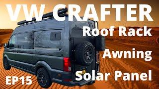 VW Crafter EP15 Self built Roof Rack, using Unistrut. Fiamma Awning, Solar Panel Install.