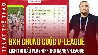 Bảng xếp hạng chung cuộc V-League 2023/2024 | Lịch đá play-off trụ hạng giữa Hà Tĩnh vs PVF CAND