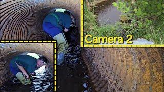 Removing Double Blockage Inside Culvert Releasing Huge Blast Pushing Down 5ft Grass