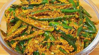 सालो चलने वाला हरी मिर्च का चटपटा आचार बनाने की विधि | Instant Green Chilli Pickle | Mirchi ka Achar