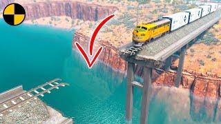 Trains vs Broken Bridge  BeamNG.Drive