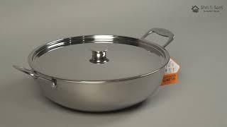 Stainless Steel Heavy Weight Kadhai with SS Lid Platinum