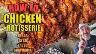 How to Make Chicken Gyro / Kebab on a Charcoal Rotisserie