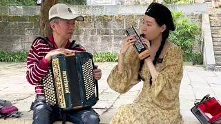 Accordion大爷要我把他的手风琴撕两半？手风琴女孩扮猪吃老虎忽悠大爷，一曲《萱草花》大爷真信了！【李楚然手风琴】