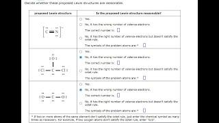 Decide whether these proposed Lewis structures are reasonable | Question Series 4th | HomeworkLIB