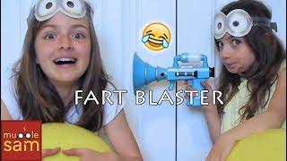 Sophia and Bella in MINIONS FART BLASTER!! on Mugglesam