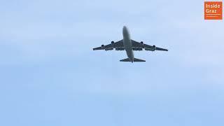 Durchstartmanöver Boeing 747 wegen Windböe (Flughafen Graz)