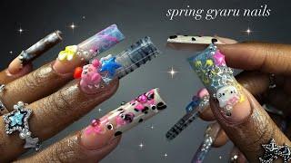 Spring Gyaru-Inspired Nails!⭐️️ | polygel extensions + adorable nail art!