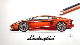 Как нарисовать машину Ламборгини поэтапно | How to Draw a Lamborghini