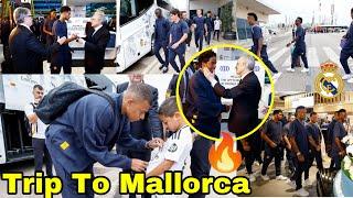 Real Madrid Trip To MallorcaRestaurant Inauguration with Perez,Mbappe Vinicius Arrival at Hotel