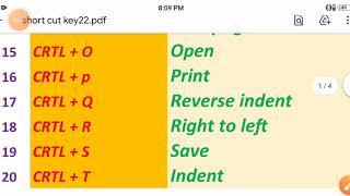 Short cut key part 2 || ms word key |ms office ke short cut kee