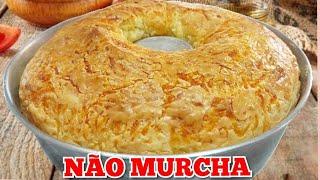 NÃO MURCHA!! O MELHOR BOLO DE PÃO DE QUEIJO FEITO NO LIQUIDIFICADOR