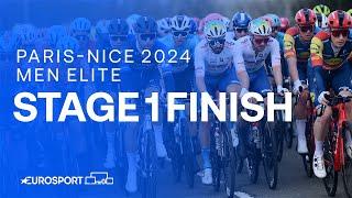 TIGHT FINAL SPRINT! ‍ | Stage 1 Finish Paris-Nice 2024 | Eurosport Cycling